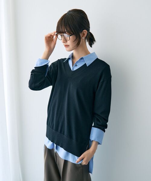 YECCA VECCA（イェッカヴェッカ）の「ロングシャツ（シャツ/ブラウス・レディース・オフホワイト/イエロー/ネイビー/ブルー・FREE）」の8枚目の写真