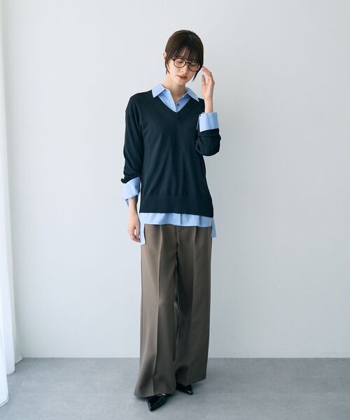 YECCA VECCA（イェッカヴェッカ）の「ロングシャツ（シャツ/ブラウス・レディース・オフホワイト/イエロー/ネイビー/ブルー・FREE）」の7枚目の写真