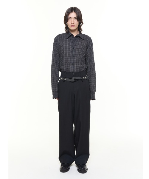 SHOOP (シュープ)の「SHOOP WIDE DRAPED PANTS (SHFW25014)(その他パンツ・メンズ・ブラック・SMALL/MEDIUM)」の4枚目の写真