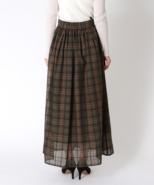 Jines（ジネス）の「シアーチェックタックギャザースカート【セットアップ可】（スカート・レディース・カーキ・38）」の12枚目の写真