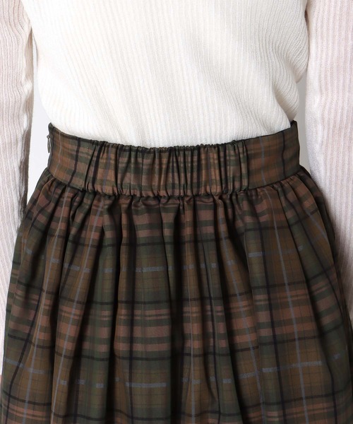 Jines（ジネス）の「シアーチェックタックギャザースカート【セットアップ可】（スカート・レディース・カーキ・38）」の15枚目の写真