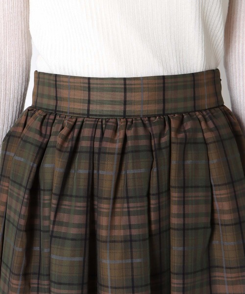 Jines（ジネス）の「シアーチェックタックギャザースカート【セットアップ可】（スカート・レディース・カーキ・38）」の13枚目の写真