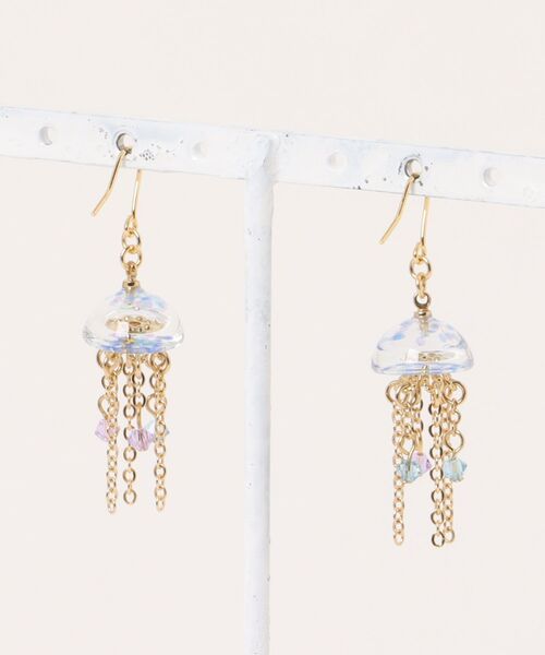tone（トーン）の「【wamushroom by wamcom*】clear jellyfish くらげピアス（ピアス（両耳用）・レディース・ブルー・FREE）」の2枚目の写真