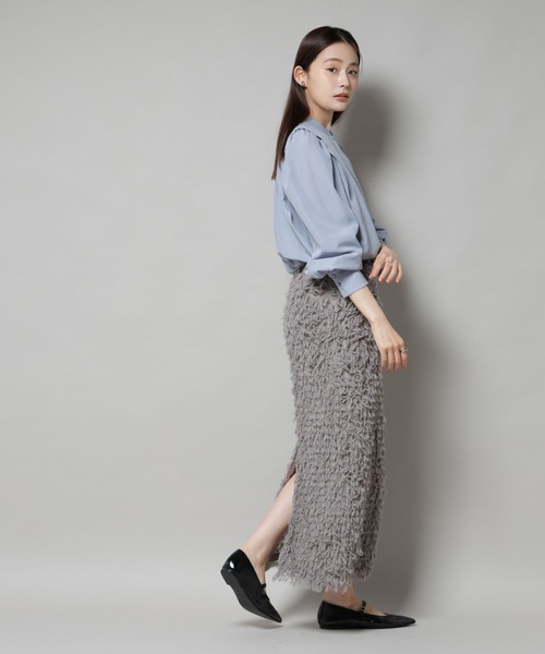 NANO universe（ナノユニバース）の「ショルダーギャザーブラウス（シャツ/ブラウス・レディース・チャコール/ライトブルー・S/M）」の22枚目の写真