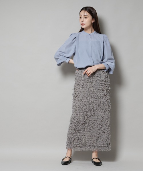 NANO universe（ナノユニバース）の「ショルダーギャザーブラウス（シャツ/ブラウス・レディース・チャコール/ライトブルー・S/M）」の21枚目の写真