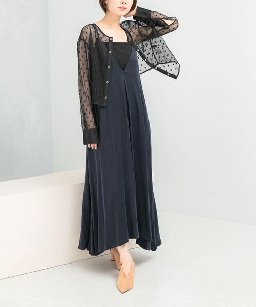 URBAN RESEARCH ROSSO WOMEN（アーバンリサーチ　ロッソ）の「クールタッチ2WAYキュプラ混キャミワンピース（ワンピース・レディース・ベージュ/ネイビー・FREE）」の3枚目の写真