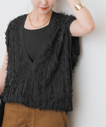 2022年モデル　新品❗️Spick&Span フリンジベスト ジレ リネン 2022年モデル 新品❗️Spick&Span フリンジベスト ジレ リネン