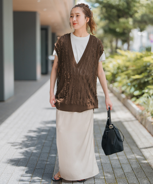 一部店舗+WEB限定》フリンジニットベスト（ベスト）｜Spick & Span