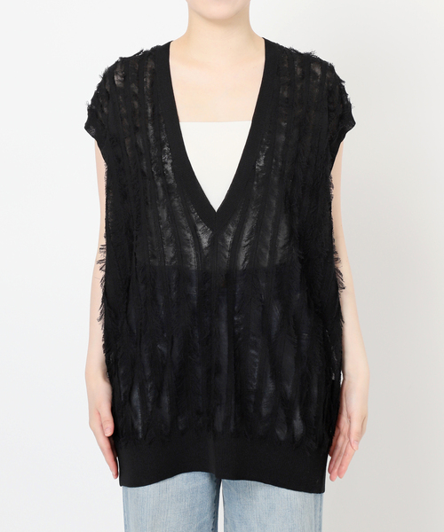 一部店舗+WEB限定》フリンジニットベスト（ベスト）｜Spick & Span