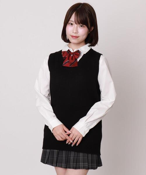 WEGO（ウィゴー）の「WEGO/ベーシックニットベスト（ベスト・レディース・杢グレー/オフホワイト/ワイン/ブラック/ベージュ/ネイビー・X-LARGE/MEDIUM/LARGE）」の7枚目の写真