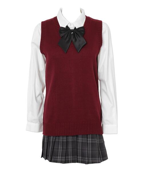 WEGO（ウィゴー）の「WEGO/ベーシックニットベスト（ベスト・レディース・杢グレー/オフホワイト/ワイン/ブラック/ベージュ/ネイビー・X-LARGE/MEDIUM/LARGE）」の12枚目の写真