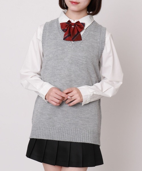 WEGO（ウィゴー）の「WEGO/ベーシックニットベスト（ベスト・レディース・杢グレー/オフホワイト/ワイン/ブラック/ベージュ/ネイビー・X-LARGE/MEDIUM/LARGE）」の4枚目の写真