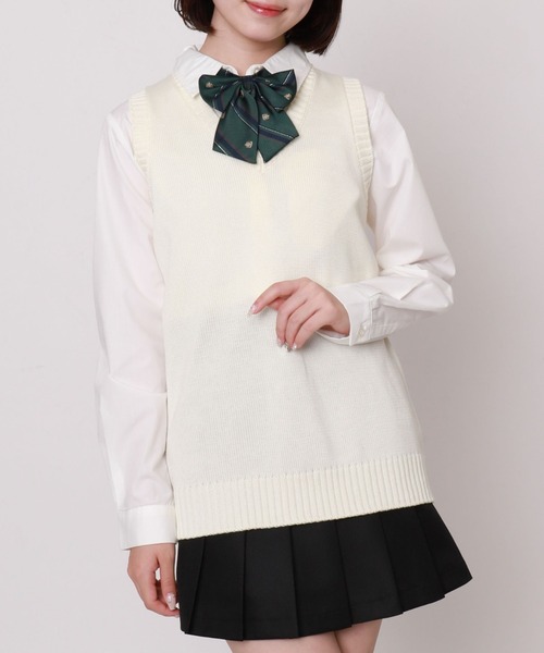 WEGO（ウィゴー）の「WEGO/ベーシックニットベスト（ベスト・レディース・杢グレー/オフホワイト/ワイン/ブラック/ベージュ/ネイビー・X-LARGE/MEDIUM/LARGE）」の2枚目の写真