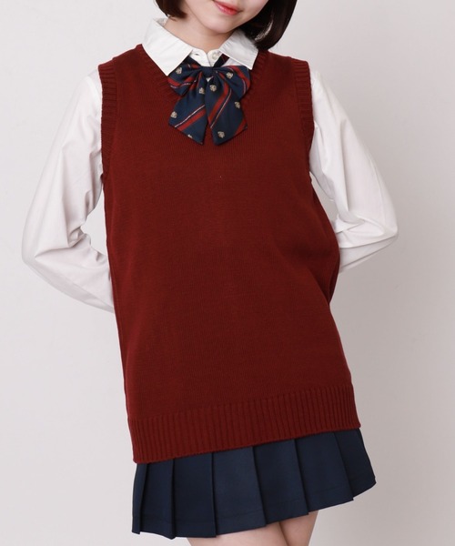 WEGO（ウィゴー）の「WEGO/ベーシックニットベスト（ベスト・レディース・杢グレー/オフホワイト/ワイン/ブラック/ベージュ/ネイビー・X-LARGE/MEDIUM/LARGE）」の6枚目の写真