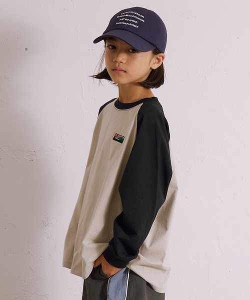 PAIRMANON STREET（ペアマノンストリート）の「【綿100%】ラグラン 刺繍 長袖 Tシャツ【PAIRMANON STREET】（Tシャツ/カットソー・キッズ・ベージュ/ミント/ネイビー/ブラック系その他/ブラック系その他3/ブラック系その他2・150/160/100/140/90/110/120/130）」の3枚目の写真