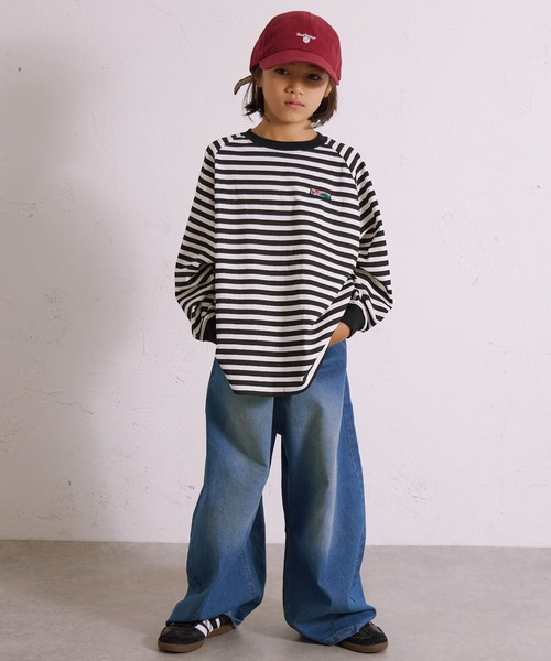 PAIRMANON STREET（ペアマノンストリート）の「【綿100%】ラグラン 刺繍 長袖 Tシャツ【PAIRMANON STREET】（Tシャツ/カットソー・キッズ・ベージュ/ミント/ネイビー/ブラック系その他/ブラック系その他3/ブラック系その他2・150/160/100/140/90/110/120/130）」の8枚目の写真