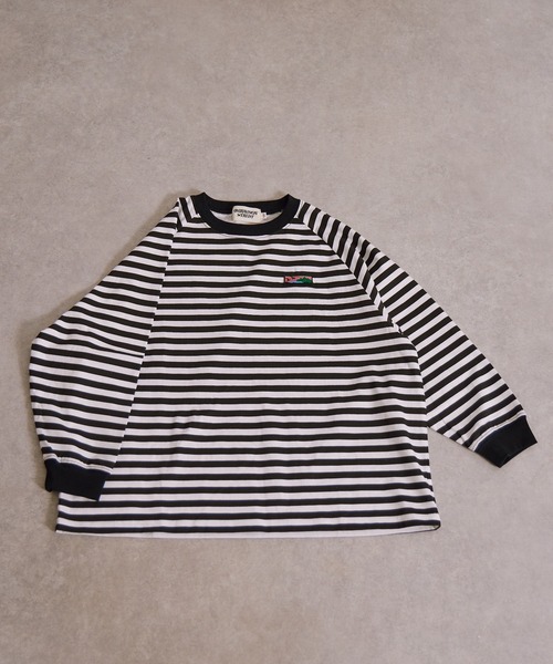 PAIRMANON STREET（ペアマノンストリート）の「【綿100%】ラグラン 刺繍 長袖 Tシャツ【PAIRMANON STREET】（Tシャツ/カットソー・キッズ・ベージュ/ミント/ネイビー/ブラック系その他/ブラック系その他3/ブラック系その他2・150/160/100/140/90/110/120/130）」の10枚目の写真