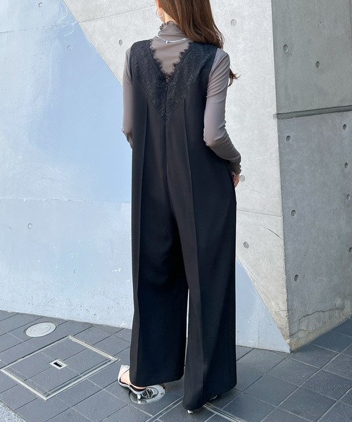 Futier land（フューティアランド）の「【オケージョン対応】レースドッキングオールインワン（つなぎ/オールインワン・レディース・ベージュ/ブラック/グレー・MEDIUM/LARGE）」の5枚目の写真