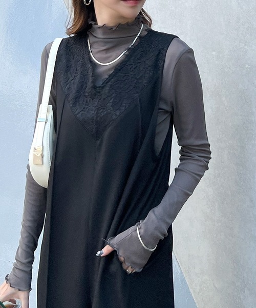 Futier land（フューティアランド）の「【オケージョン対応】レースドッキングオールインワン（つなぎ/オールインワン・レディース・ベージュ/ブラック/グレー・MEDIUM/LARGE）」の8枚目の写真