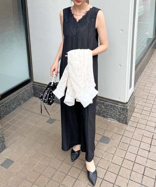 Futier land（フューティアランド）の「【オケージョン対応】レースドッキングオールインワン（つなぎ/オールインワン・レディース・ベージュ/ブラック/グレー・MEDIUM/LARGE）」の11枚目の写真