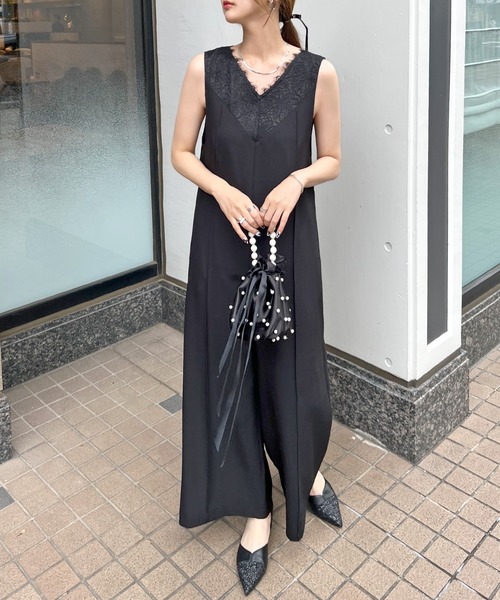 Futier land（フューティアランド）の「【オケージョン対応】レースドッキングオールインワン（つなぎ/オールインワン・レディース・ベージュ/ブラック/グレー・MEDIUM/LARGE）」の13枚目の写真