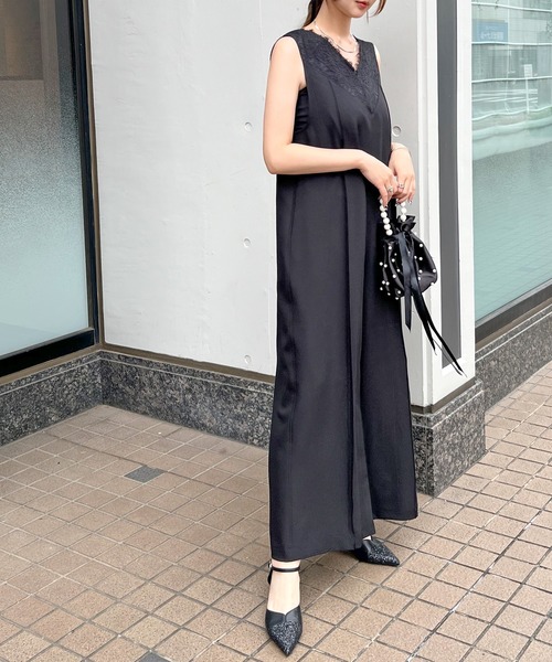 Futier land（フューティアランド）の「【オケージョン対応】レースドッキングオールインワン（つなぎ/オールインワン・レディース・ベージュ/ブラック/グレー・MEDIUM/LARGE）」の15枚目の写真