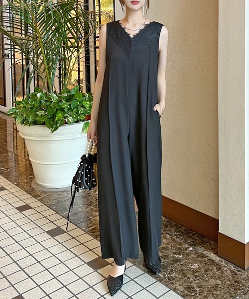 Futier land（フューティアランド）の「【オケージョン対応】レースドッキングオールインワン（つなぎ/オールインワン・レディース・ベージュ/ブラック/グレー・MEDIUM/LARGE）」の17枚目の写真