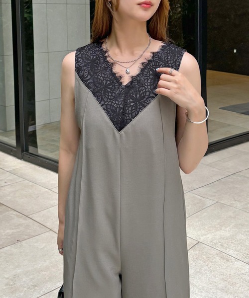 Futier land（フューティアランド）の「【オケージョン対応】レースドッキングオールインワン（つなぎ/オールインワン・レディース・ベージュ/ブラック/グレー・MEDIUM/LARGE）」の18枚目の写真