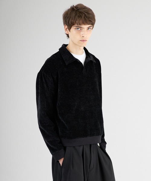 セール】skipper velor long sleeve T-shirt/スキッパーベロアロング