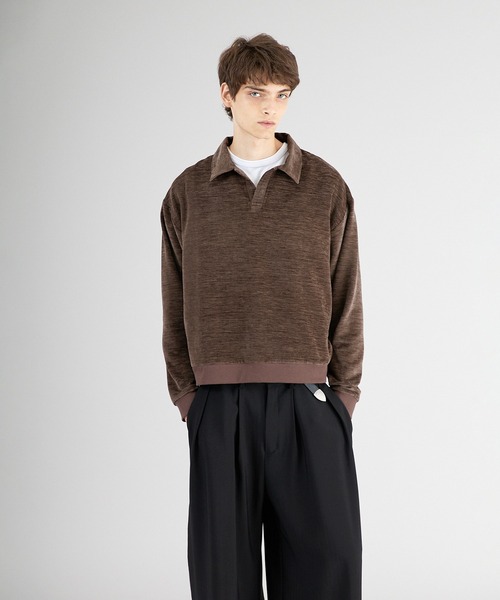 セール】skipper velor long sleeve T-shirt/スキッパーベロアロング