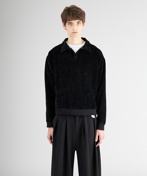 セール】skipper velor long sleeve T-shirt/スキッパーベロアロング