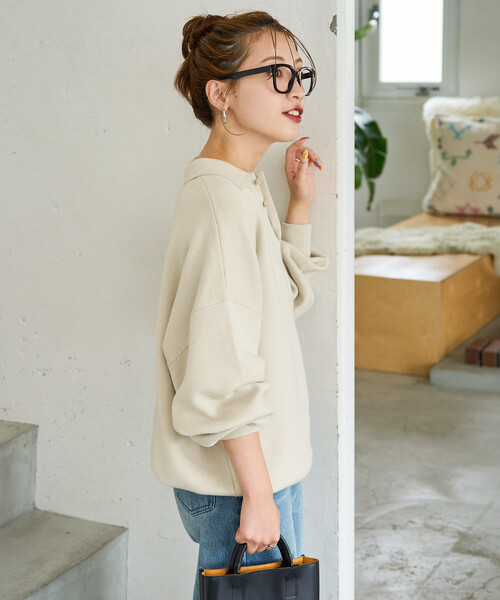 新品未使用タグ付き Sustainableレイヤードポロニットプルオーバー 限定展開 ポロ ニット プルオーバー（ニット/セーター