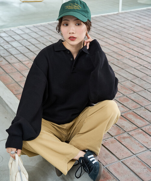 FREAK'S STORE（フリークスストア）の「限定展開　ポロ ニット プルオーバー（ニット/セーター・レディース・ネイビー/イエロー/グリーン/レッド/ダークブラウン/ライトグレー/ブラック/ナチュラル・ﾌﾘ-）」の18枚目の写真