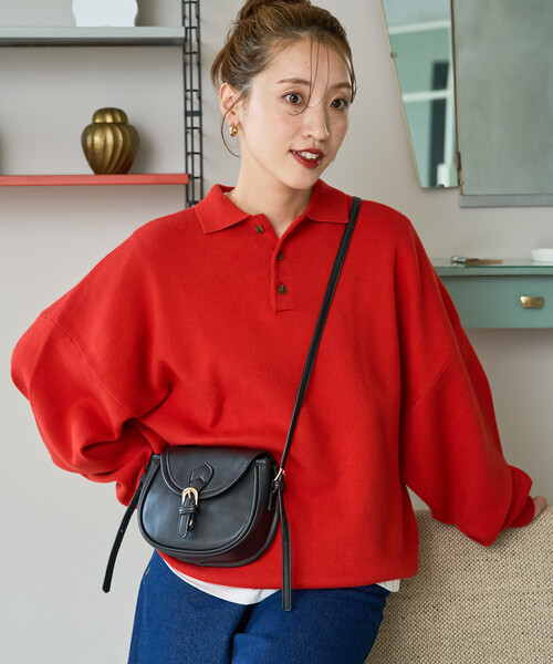 FREAK'S STORE（フリークスストア）の「限定展開　ポロ ニット プルオーバー（ニット/セーター・レディース・ネイビー/イエロー/グリーン/レッド/ダークブラウン/ライトグレー/ブラック/ナチュラル・ﾌﾘ-）」の20枚目の写真