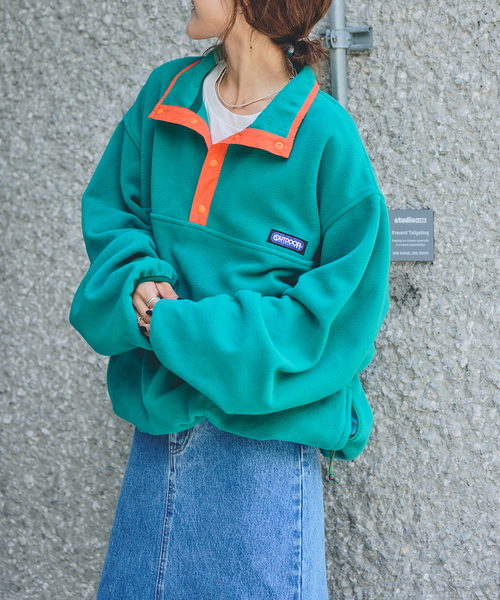 OUTDOOR PRODUCTS(アウトドアプロダクツ)の「フリーススナップブルゾン ユニセックス着用可(その他アウター・レディース・ブラック/ネイビー/ブラウン/グリーン/グリーン系その他・40/38)」の3枚目の写真