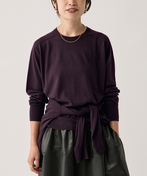 VERMEIL par iena(ヴェルメイユパーイエナ)の「GLOW wool crew knit(ニット/セーター・レディース・ボルドー/チャコールグレー/キャメル・FREE)」の18枚目の写真