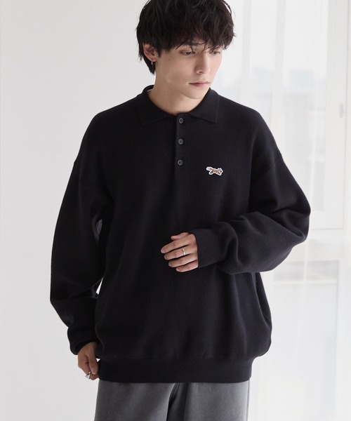 PENNEYS(ぺニーズ)の「PENNEYS/ペニーズ 別注 THE FOX ロゴ ワンポイント刺繍 スウェットライクジャガーニットポロシャツ(ニット/セーター・メンズ・ダークネイビー/ライトグレー/オフホワイト/ブラック・S/M/L)」の21枚目の写真