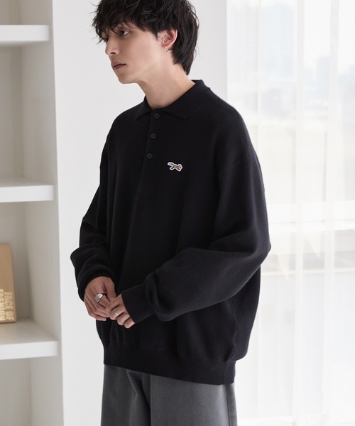 PENNEYS(ぺニーズ)の「PENNEYS/ペニーズ 別注 THE FOX ロゴ ワンポイント刺繍 スウェットライクジャガーニットポロシャツ(ニット/セーター・メンズ・ダークネイビー/ライトグレー/オフホワイト/ブラック・S/M/L)」の22枚目の写真