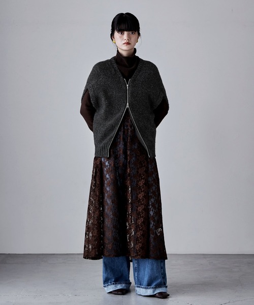 etoll.（エトル）の「ダブルジップコクーンニットベスト（ベスト・レディース・ブラウン/グレー/アイボリー/ブラック・M）」の21枚目の写真