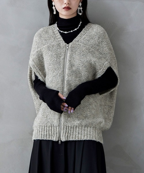 etoll.（エトル）の「ダブルジップコクーンニットベスト（ベスト・レディース・ブラウン/グレー/アイボリー/ブラック・M）」の18枚目の写真