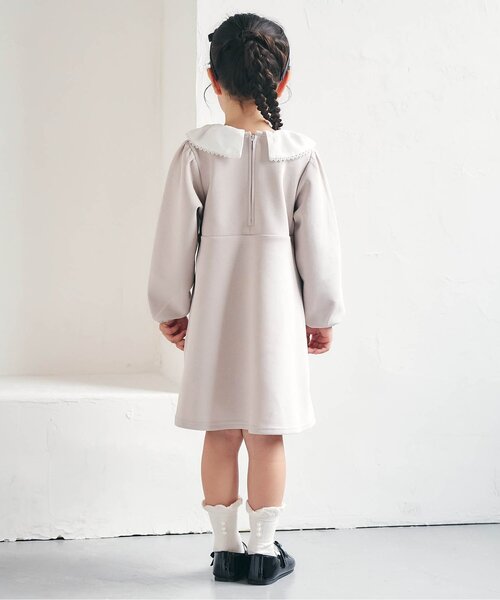 apres les cours(アプレレクール)の「【WEB限定/ジュニア対応】リボン襟フレアワンピース_アプレレクールマシェリ(ワンピース・キッズ・ブラック/ベージュ・120/110/100/90/140/130/80)」の17枚目の写真