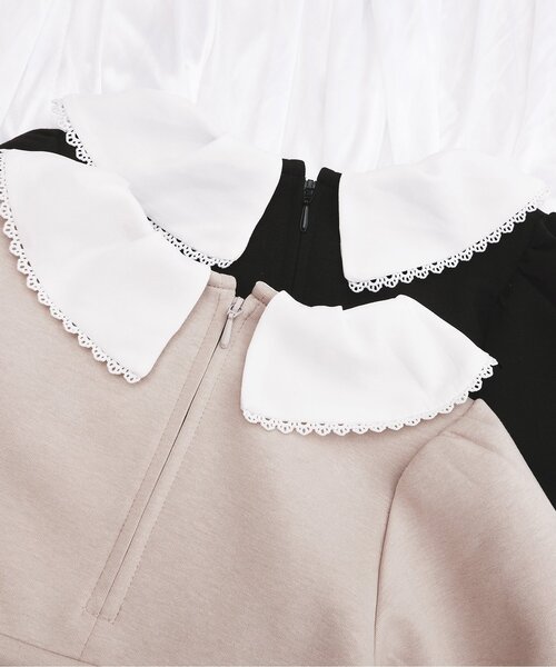 apres les cours(アプレレクール)の「【WEB限定/ジュニア対応】リボン襟フレアワンピース_アプレレクールマシェリ(ワンピース・キッズ・ブラック/ベージュ・120/110/100/90/140/130/80)」の14枚目の写真