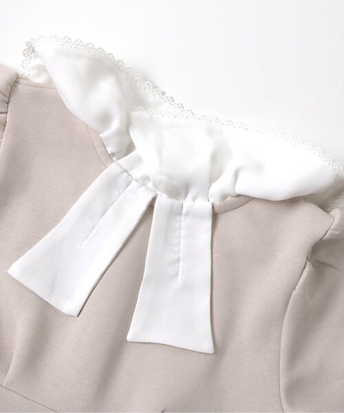 apres les cours(アプレレクール)の「【WEB限定/ジュニア対応】リボン襟フレアワンピース_アプレレクールマシェリ(ワンピース・キッズ・ブラック/ベージュ・120/110/100/90/140/130/80)」の7枚目の写真