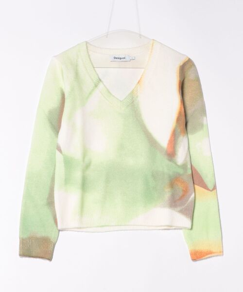 Desigual（デシグアル）の「水彩グラデーションVネックセーター（ニット/セーター・レディース・グリーン・S/M/L/XL/XS）」の6枚目の写真