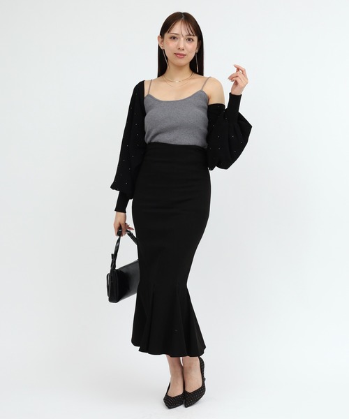 ROYAL PARTY（ロイヤルパーティー）の「プチビジューニットボレロ（カーディガン/ボレロ・レディース・オフホワイト/ブラック・FREE）」の8枚目の写真