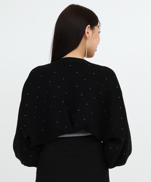 ROYAL PARTY（ロイヤルパーティー）の「プチビジューニットボレロ（カーディガン/ボレロ・レディース・オフホワイト/ブラック・FREE）」の5枚目の写真