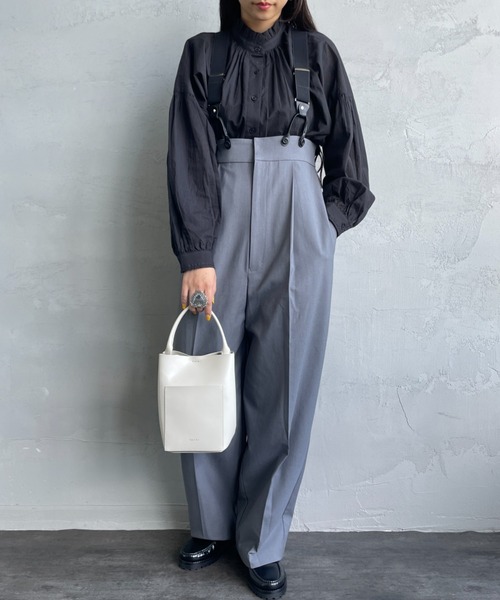 JEANS FACTORY Clothes（ジーンズファクトリークローズ）の「[Jeans Factory Clothes/ジーンズファクトリークローズ] ハイウエストサスペンダーパンツ（サロペット/オーバーオール・レディース・グレー/ブラウン/ブラック・F）」の3枚目の写真