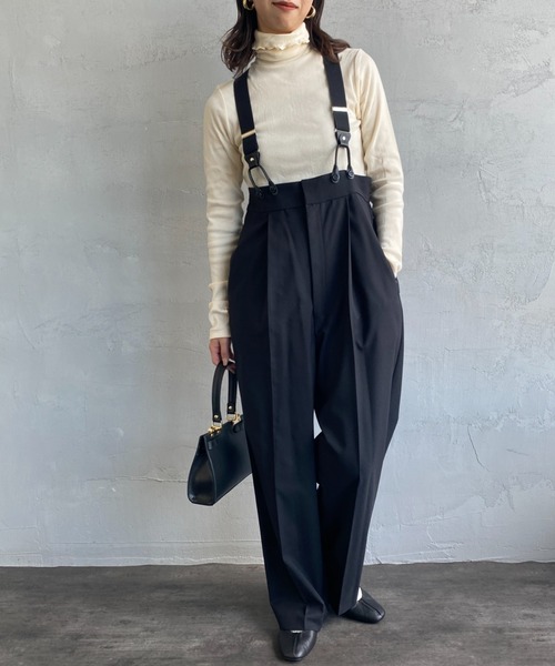 JEANS FACTORY Clothes（ジーンズファクトリークローズ）の「[Jeans Factory Clothes/ジーンズファクトリークローズ] ハイウエストサスペンダーパンツ（サロペット/オーバーオール・レディース・グレー/ブラウン/ブラック・F）」の2枚目の写真