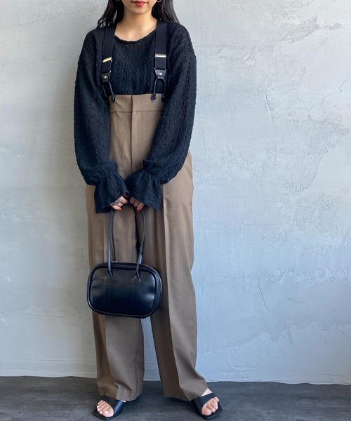 JEANS FACTORY Clothes（ジーンズファクトリークローズ）の「[Jeans Factory Clothes/ジーンズファクトリークローズ] ハイウエストサスペンダーパンツ（サロペット/オーバーオール・レディース・グレー/ブラウン/ブラック・F）」の13枚目の写真