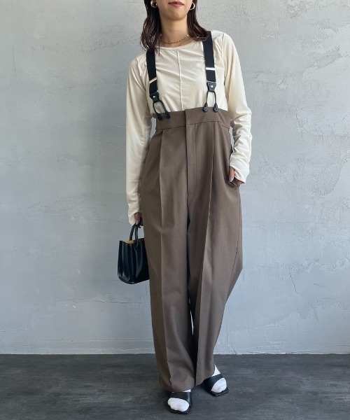 JEANS FACTORY Clothes（ジーンズファクトリークローズ）の「[Jeans Factory Clothes/ジーンズファクトリークローズ] ハイウエストサスペンダーパンツ（サロペット/オーバーオール・レディース・グレー/ブラウン/ブラック・F）」の12枚目の写真